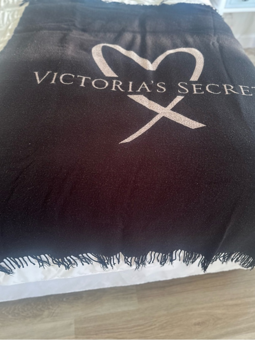 Victoria's Secret Black Blanket with White Logo